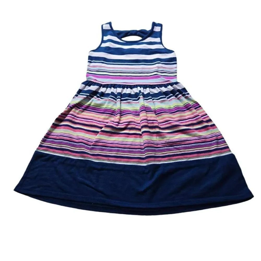 Pink + Violet stripped Girls dress M7/8